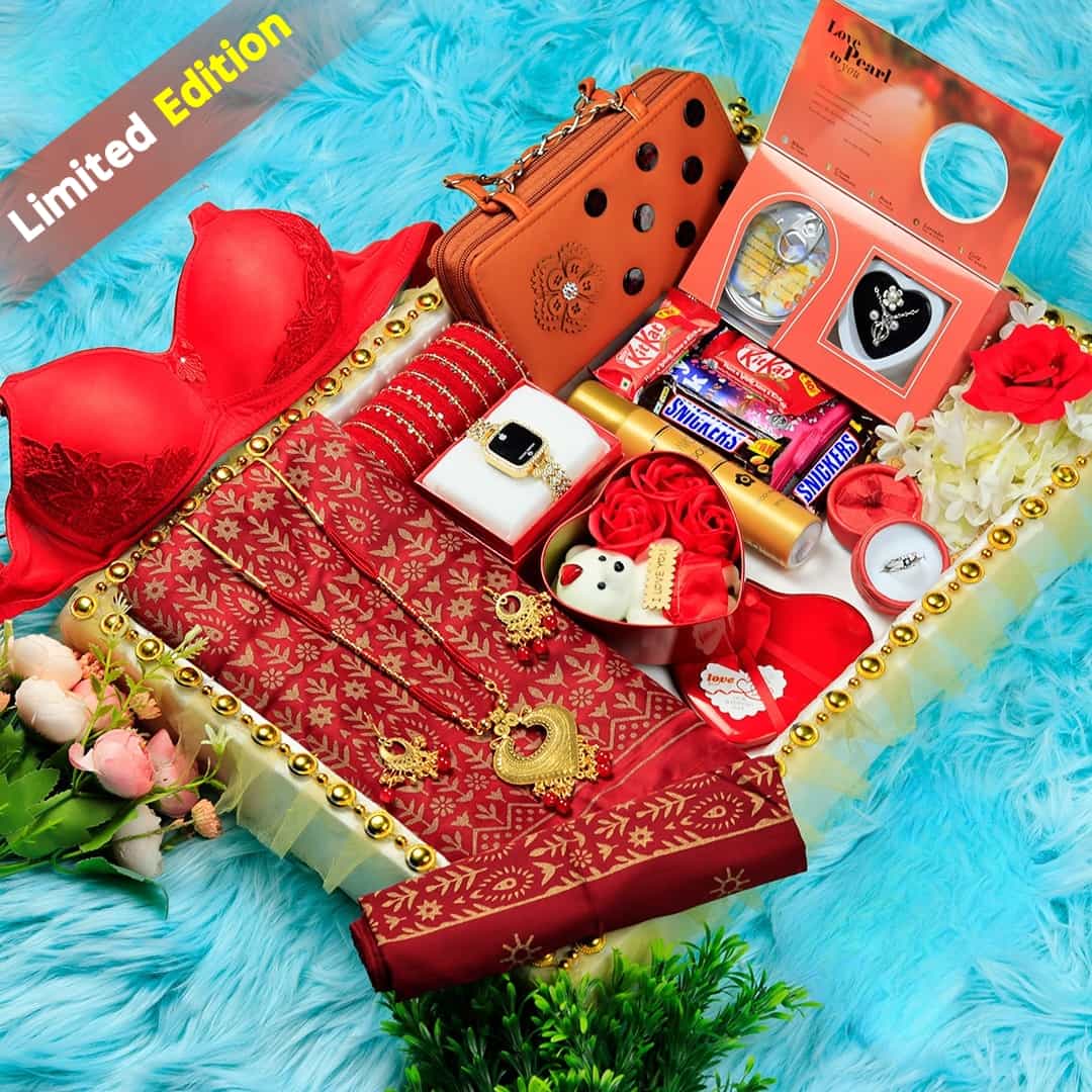 প্রিয়শী জাপানী সিল্ক শাড়ি লাল কম্ব